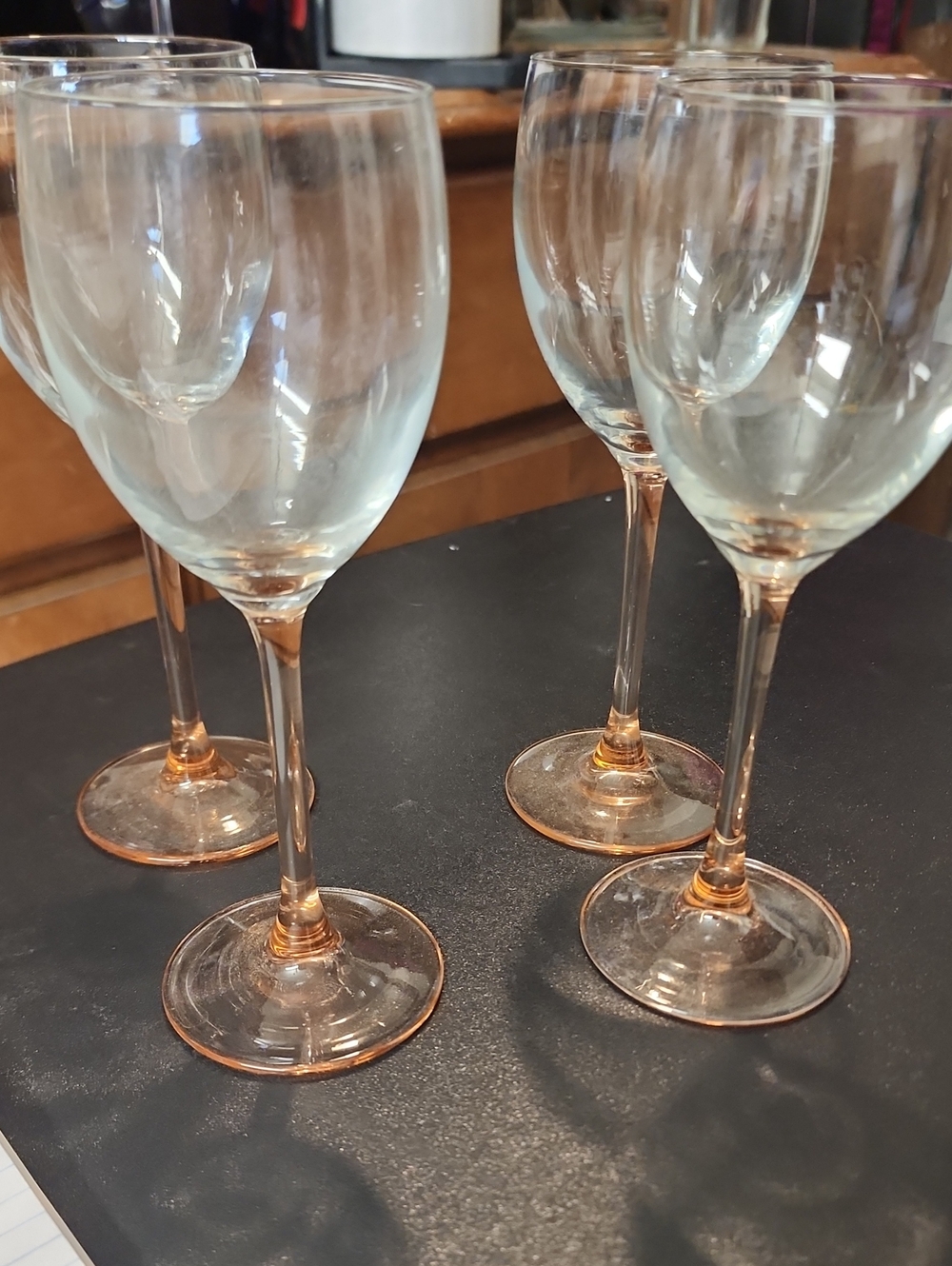 Luminarc France Rose Pink Stem Wine Glasses Vintage 1980